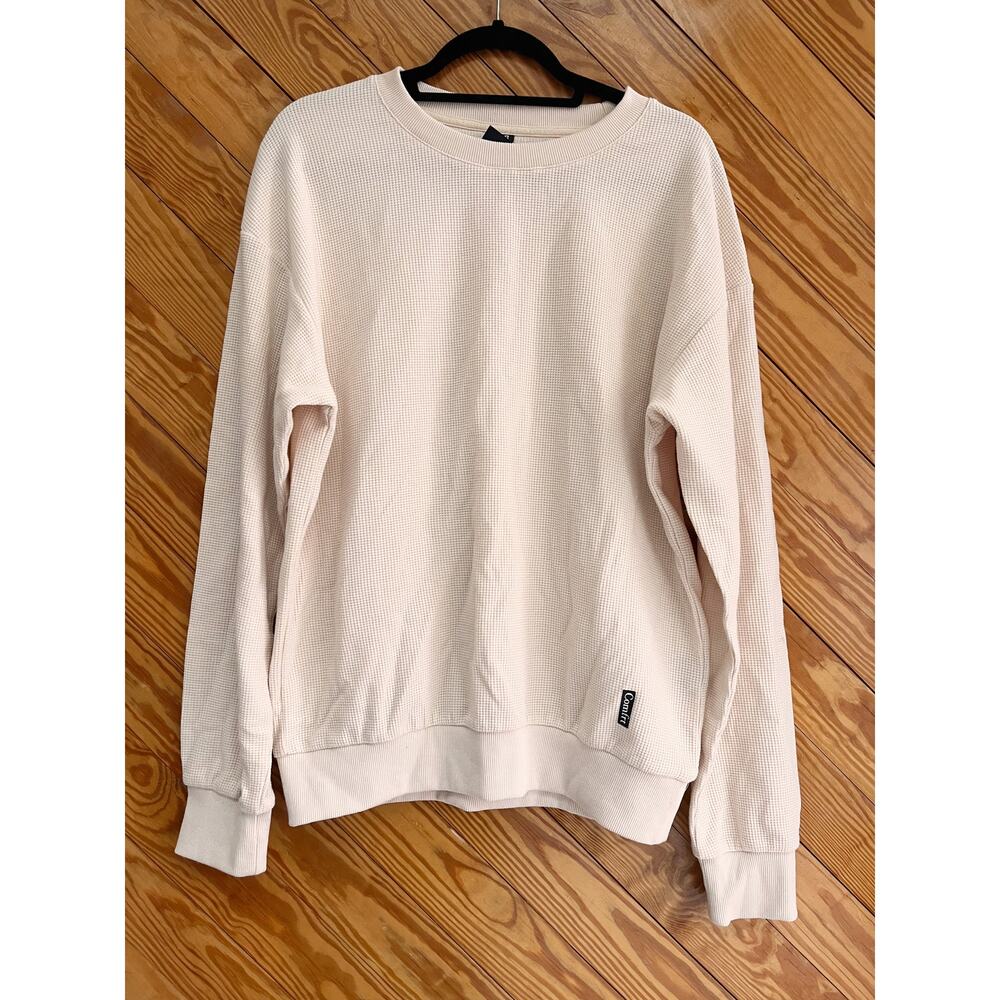 COMFRT Waffle Lounge Long Sleeve Tee Ivory White - Picture 4 of 7